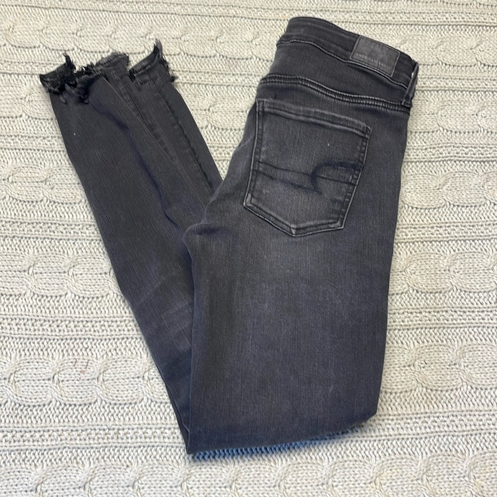 American Eagle denim black jegging next level stretch skinny jeans size 4